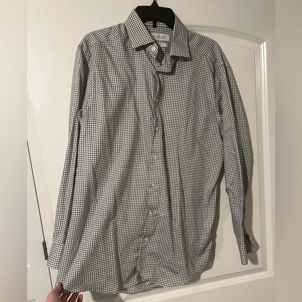 Men’s 16 1/2 inch collection by Michael Strahan black & white shirt with buttons